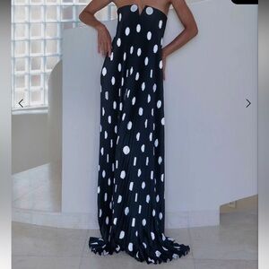 Black and White Polka Dot Strapless Dress